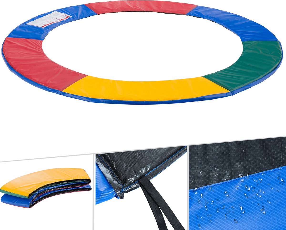 AREBOS Randafdekking voor trampoline | randbescherming | veiligheidsmat, 100% UV-bestendig | scheurvast trampoline accessoires | Meerkleurig 487 cm
